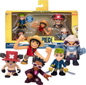 Moose one piece - mini actiefiguren 5-pack: luffy, zoro, chopper, mr. 5 en wapol