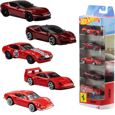 Hot wheels ferrari - set van 5 metalen ferrari speelgoedauto's