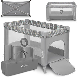 Lionelo stefi campingbedje 3 in 1 - baby bed inklapbare box reisbedje - 60x120 cm - 0-36 maanden tot 15 kg - met comfort matras - zij-ingang met rits - wielen - transporttas - babybed babybox ledikant