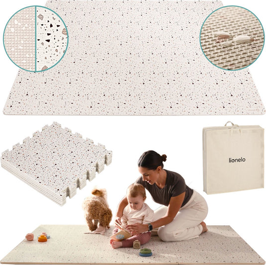 Lionelo yoka speelmat baby – premium speelkleed foam – geurloos – veilig zacht – dubbelzijdig vloerpuzzel – opvouwbaar + opbergtas – voor binnen buiten – speeltapijt – speelgoed 6 3 9 1 maanden – babygym play mat – cadeau vanaf 0 jaar kraamcadeau