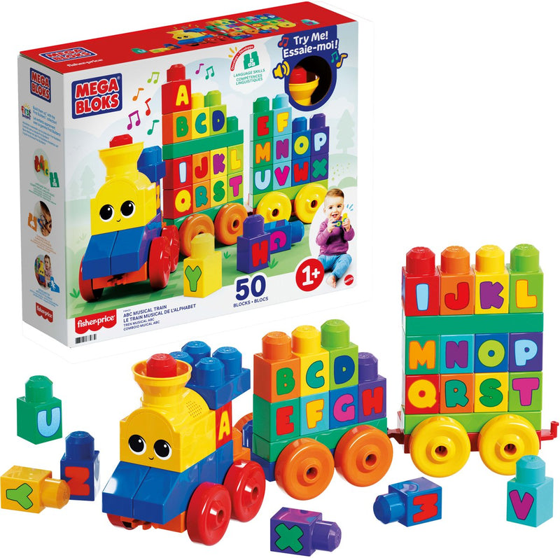 Afbeelding laden in galerijviewer, Mega bloks abc muziektrein - educatieve bouwblokken voor 1-5 jaar - 50 blokken
