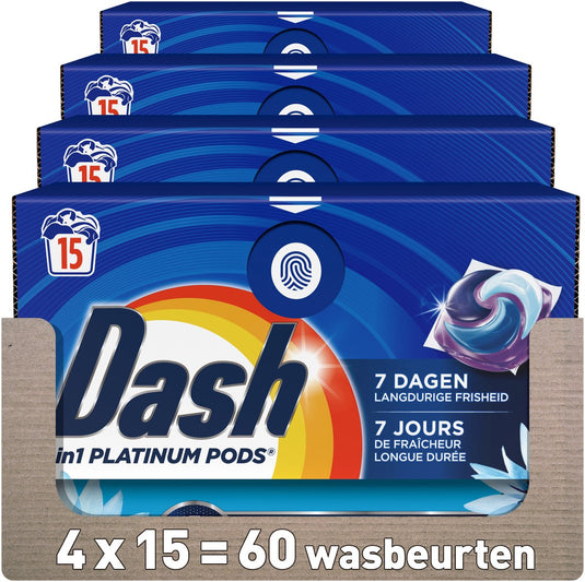 Dash 4in1 platinum wasmiddel pods zeebries - 4 x 15 wasbeurten