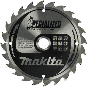 Makita cirkelzaagblad voor hout | specialized | ø 165mm asgat 20mm 24t - b-32910