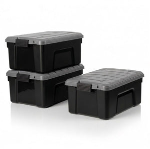 Iris store it all opbergbox - 40l - heavy duty - stapelbaar - kunststof - zwart grijs - set van 3