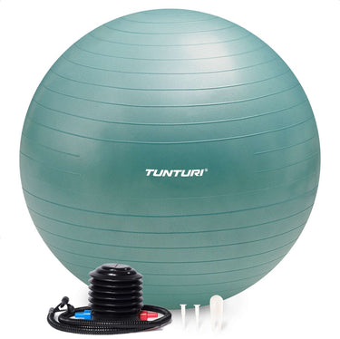 Tunturi anti burst fitness bal met pomp - yoga bal 55 cm - pilates bal - zwangerschapsbal – 220 kg gebruikersgewicht - incl trainingsapp – petrol