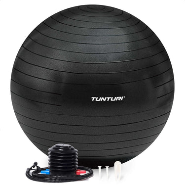 Tunturi anti burst fitness bal met pomp - yoga bal 90 cm - pilates bal - zwangerschapsbal – 220 kg gebruikersgewicht - incl trainingsapp – zwart