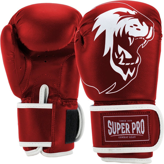 Super pro combat gear talent (kick)bokshandschoenen rood wit 4oz