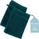 Hush. living hush living - washand 100% katoen - set van 2 - zware kwaliteit 500g m2 - stijlvol boord en ophanglus- 16x22cm - donkergroen