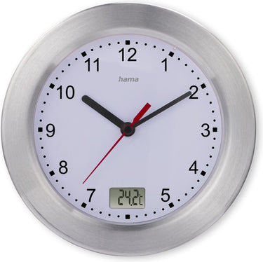 Hama badkamerklok- mauritius- wandklok - thermometer- aluminium