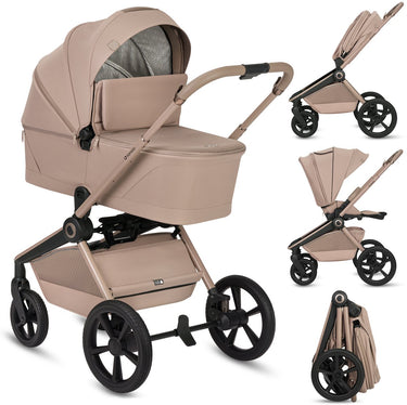 Lionelo freya 3in1 kinderwagen set – reiswieg, wandelwagen astrid i-size autostoel (40–87 cm) –premium - vanaf geboorte tot 22 kg – pu-wielen met vering – omkeerbare zitting – upf50+ kap