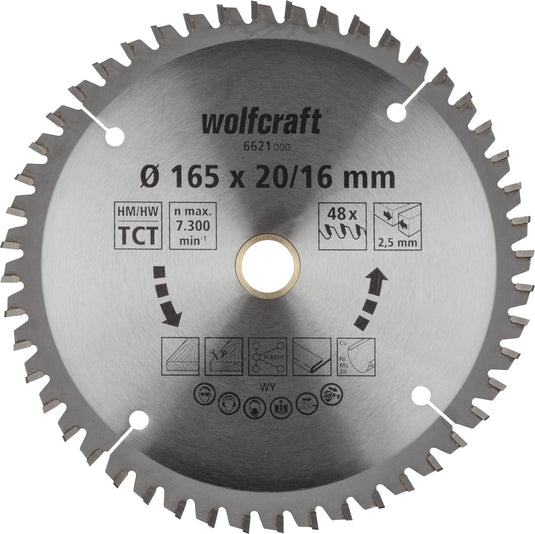 Wolfcraft - cirkelzaagblad 165x20mm - 48 tanden - zaagblad voor cirkelzaag - serie lila - 6621000