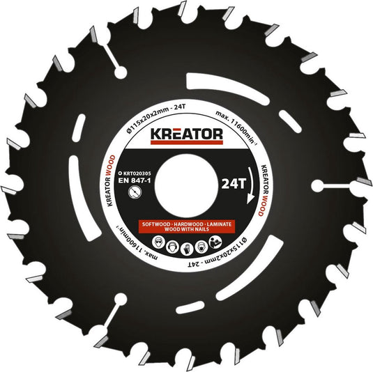 Kreator krt020305 invalzaagblad - ø115 mm - 24 t