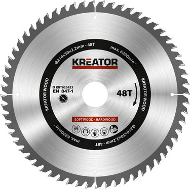 Kreator krt020423 zaagblad hout 216 mm - 48t