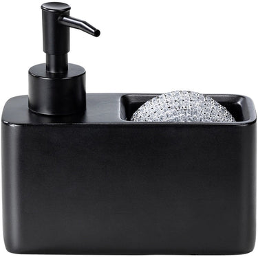 Wenko zwarte zeepdispenser met sponshouder - 150 ml