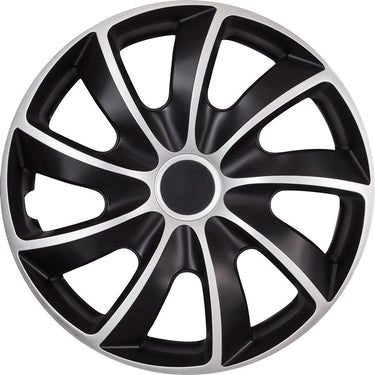 Quad bicolor cs - wieldoppen 15 - zwart zilver - set van 4 stuk!