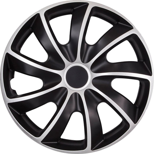 Quad bicolor cs - wieldoppen 15 - zwart zilver - set van 4 stuk!
