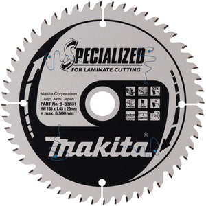 Makita toebehoren - zaagblad voor laminaat, 165x20 mm, 52 tanden b-33831