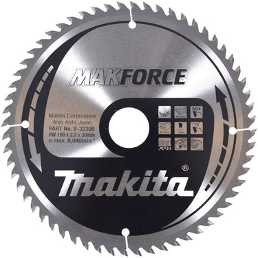 Makita cirkelzaagblad voor hout | makforce | ø 190mm asgat 30mm 60t - b-32390