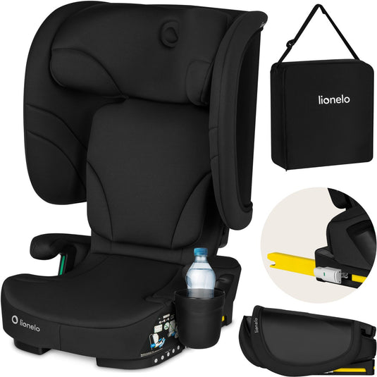 Lionelo orin autostoel isofix - opvouwbaar autostoeltje 100-150 cm (3,5-12 jaar 15 tot 36 kg groep 2 3) – 14-standen hoofdsteun – 4-standen rugleuning – licht compact – inclusief bekerhouder transporttas – kinderzitje i-size reis