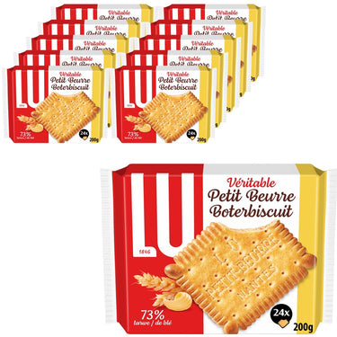 Lu petit beurre koekjes boterbiscuits 10 x 200g (24 x 8,3g) - boterkoek - knapperige koek - koek voor onderweg - koffie - thee - werk - voorraad