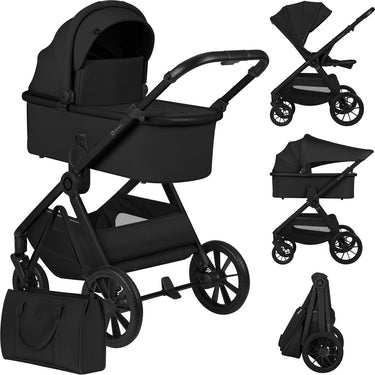 Lionelo layla 2 in 1 premium kinderwagen – reiswieg wandelwagen tot 4 jaar (22 kg) – airydots matras – panoramische 3d-ventilatie – grote all-terrain wielen – memory buttons – magnetische gesp – inclusief tas, regenhoes muskietennet