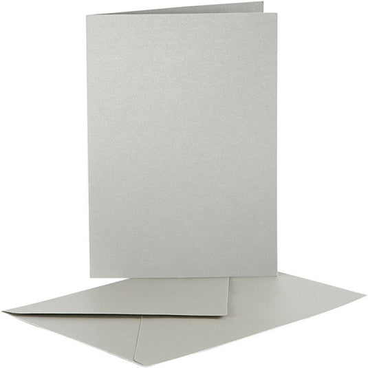 Creativ company kaarten enveloppen parelmoer 10,5x15 cm zilver 10 stuks