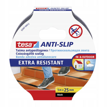 Tesa - antislip tape - zwart - 5m x 25mm