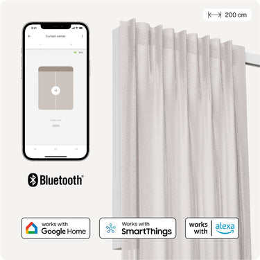 Motionblinds slimme gordijnrail – smart gordijn – bluetooth, draadloos app-bediening pull-start functie – usb-c oplaadbaar – pull-start functie – 200 cm