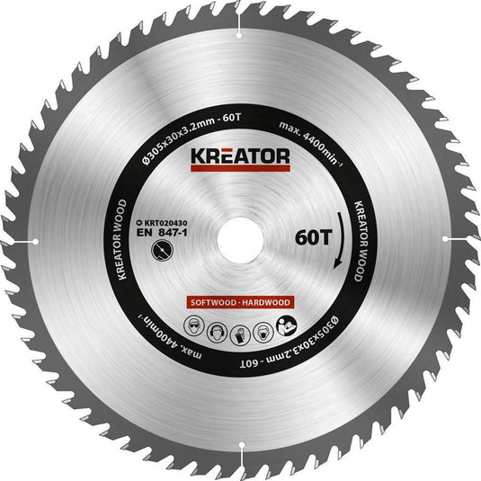 Kreator krt020430 zaagblad hout - 305 mm - 60t