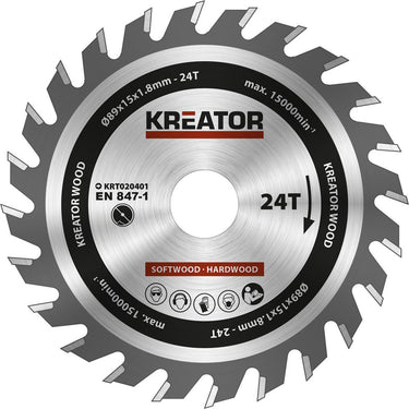 Kreator - krt020401 - cirkelzaagblad - ø 89x15x1,8mm 24t