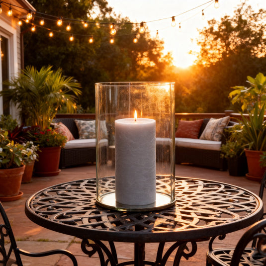 Arti casa rustic candle - ronde bolkaars gemaakt van wax - ongeparfumeerde kaars - lange brandtijd van 65 uur - afmeting ø7 x h16 cm - gewicht 500 gram - kleur grijs