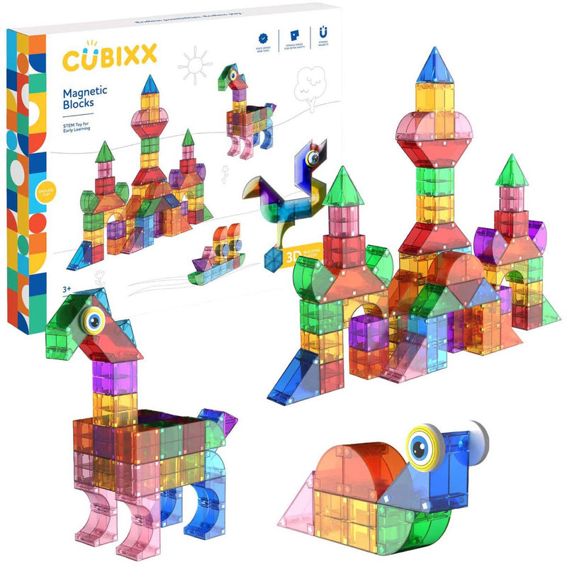 Afbeelding laden in galerijviewer, Cubbix magnetisch bouwspeelgoed kleurrijke blokken - 85-delig creatief speelgoed.
