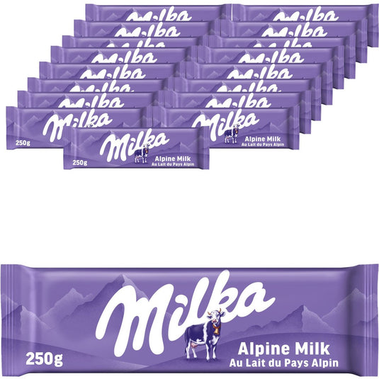 Milka mmmax chocolade reep alpenmelk - doos 17 x 250g - chocoladerepen en tabletten - voorraad - verjaardag cadeau vrouw of man - geschenkset voor man en vrouw