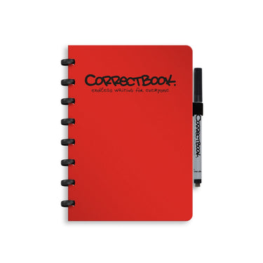 Correctbook a5 uitwisbaar notitieboek – herbruikbaar schrift – horizon red – gelinieerd – inclusief pen wisdoekje – aanvulbaar met extra pagina’s