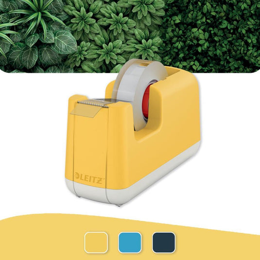 Leitz cosy plakbandhouder - plakband dispenser inclusief plakband - ideaal voor thuiskantoor thuiswerken - warm geel