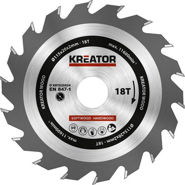 Kreator krt020434 zaagblad hout - ø115 mm - 18 t