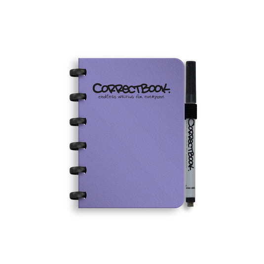 Correctbook a6 uitwisbaar notitieboek – petunia purple – gelinieerd – herbruikbaar schrift – inclusief pen wisdoekje – aanvulbaar met extra pagina’s