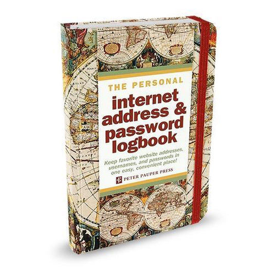 Peter pauper internet password logbook - old world - met elastieksluiting - 11x15 cm