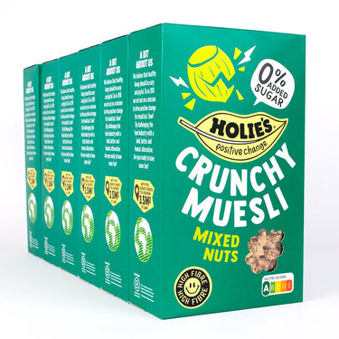 Holie's crunchy muesli mixed nuts 6x 400gr - ontbijtgranen - suikervrij - gezond - vegan