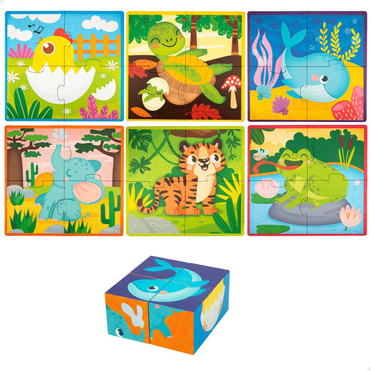Lisciani - montessori baby - houten cubes en puzzel 2 in 1