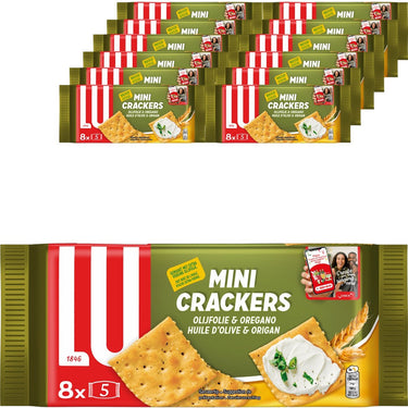 Lu mini crackers olijfolie oregano - doos 12 x 250g - 8 pakjes - crackers voor bij de borrel - toast - minicrackers - ontbijt