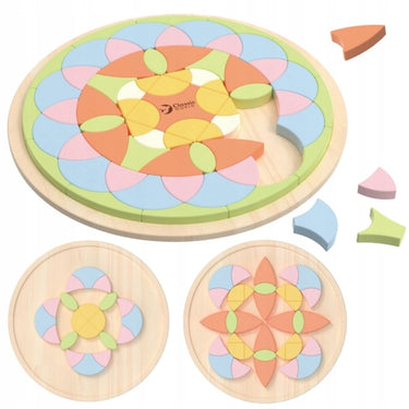 Classic world houten mandala legpuzzel bloemvormig montessori speelgoed
