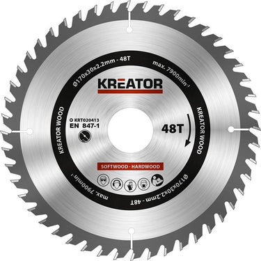 Kreator krt020413 zaagblad hout 170 mm - 48t
