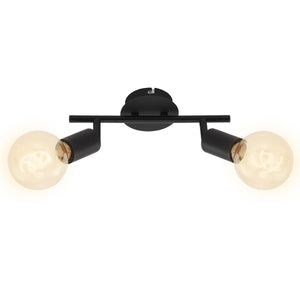 Briloner pearl - plafond spot 2-lichts - plafondlamp retro vintage - spotkoppen draaibaar en kantelbaar - 2x e27 - max. 60w - metaal - zwart - met een metalen rand