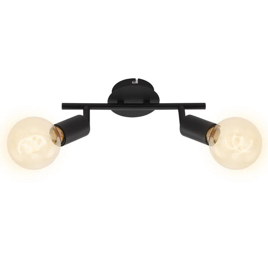 Briloner pearl - plafond spot 2-lichts - plafondlamp retro vintage - spotkoppen draaibaar en kantelbaar - 2x e27 - max. 60w - metaal - zwart - met een metalen rand