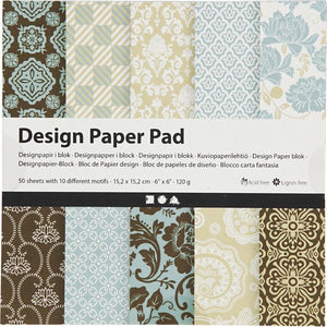 Creativ company creotime designpapier blok blauw bruin 15,2 cm 50 vellen