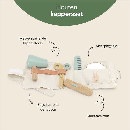 Trixie houten speelgoed - kappersset - kinderen vanaf 3 jaar - kapper set - 6 onderdelen - voor jongens en meisjes – fsc® hout