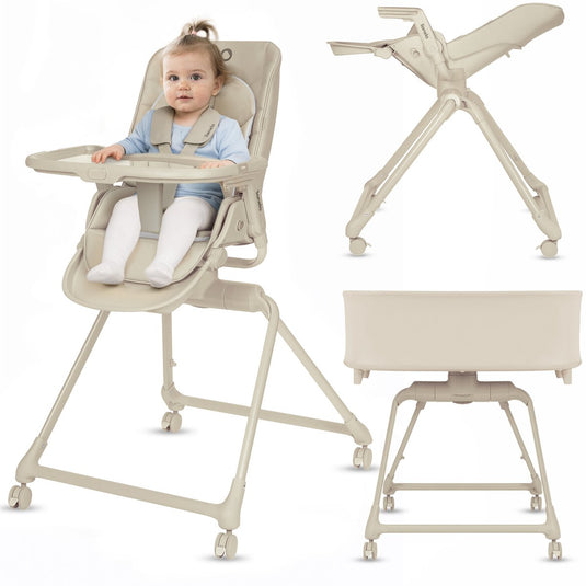 Lionelo maddie set 3in1 - kinderstoel + wipstoel baby bed - inklapbaar - 360° draaibare zitting - met comfort matras - wielen - wasbare - 0-36 maanden