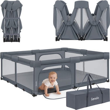 Lionelo florence easy fold xl – grondbox baby box 180×200 cm – extra grote box - snel opvouwbaar zonder montage – speelbox met zijopeningen met rits – ademend gaas – compact op te bergen – inclusief draagtas