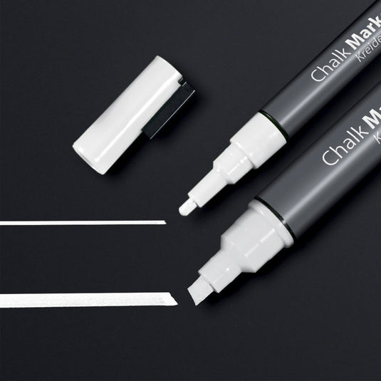 Sigel krijtstift ronde punt en beitelpunt wit set 2 stuks